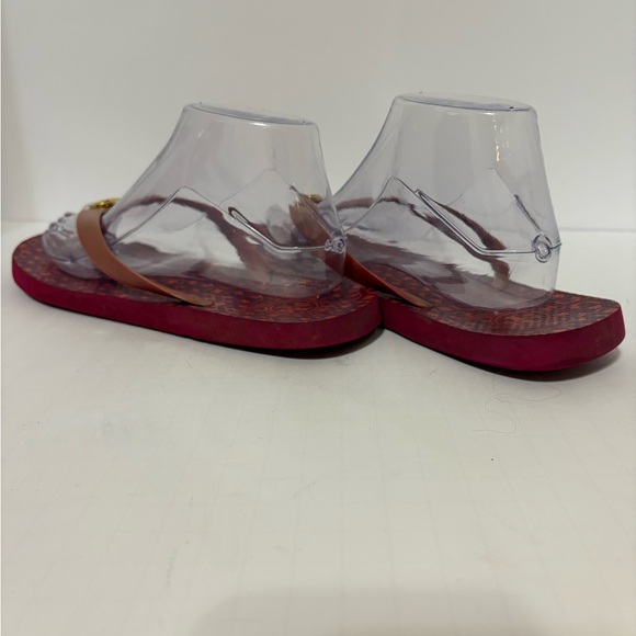 Tory Burch Red and Tan Flip Flops - Picture 7 of 8